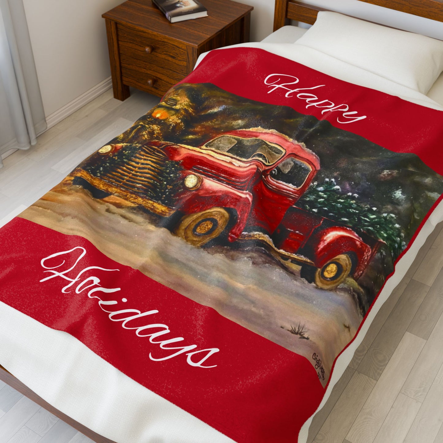 Plush Blanket Christmas Truck Design