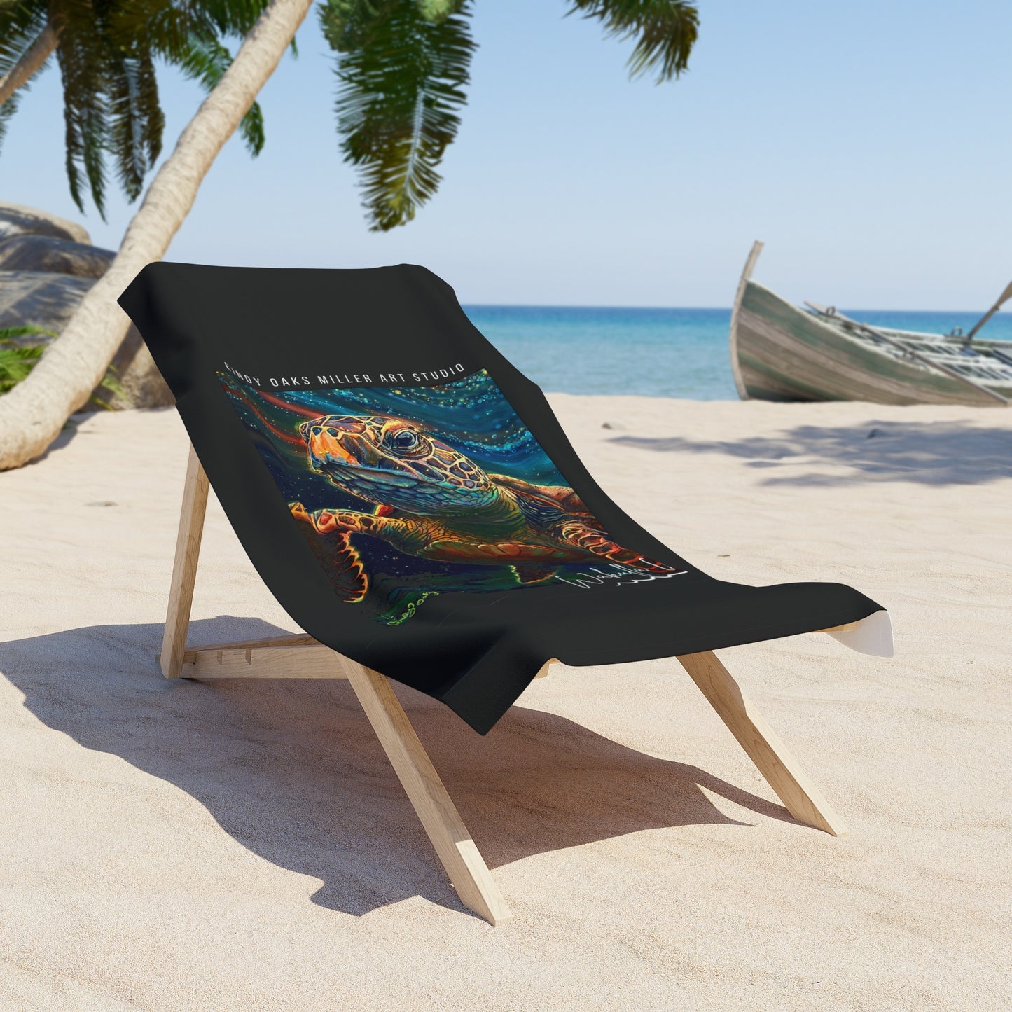Wakulla Wild Vibrant Sea Turtle Beach Towel