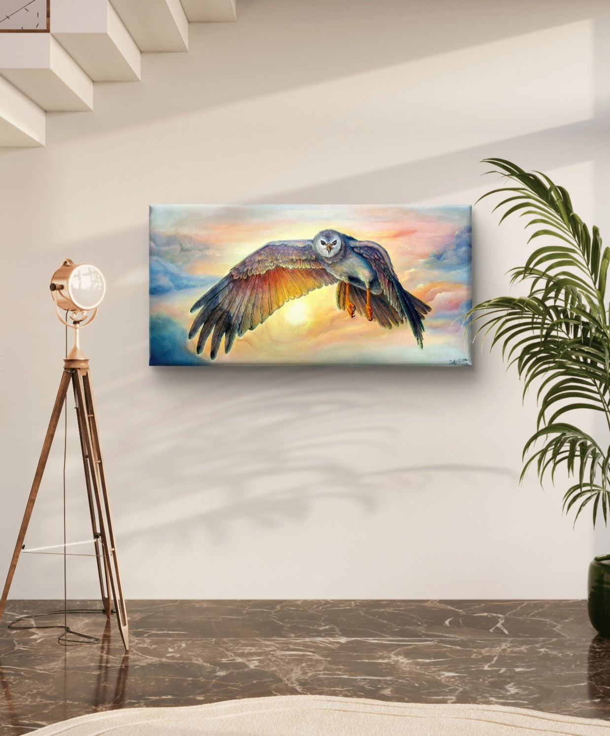 Wakulla River Collection - The Faithful Guardian Original 24x48 Acrylic on Raised Cotton Canvas, Gold Leaf Embelished Eyes, Archivable Satin Finish