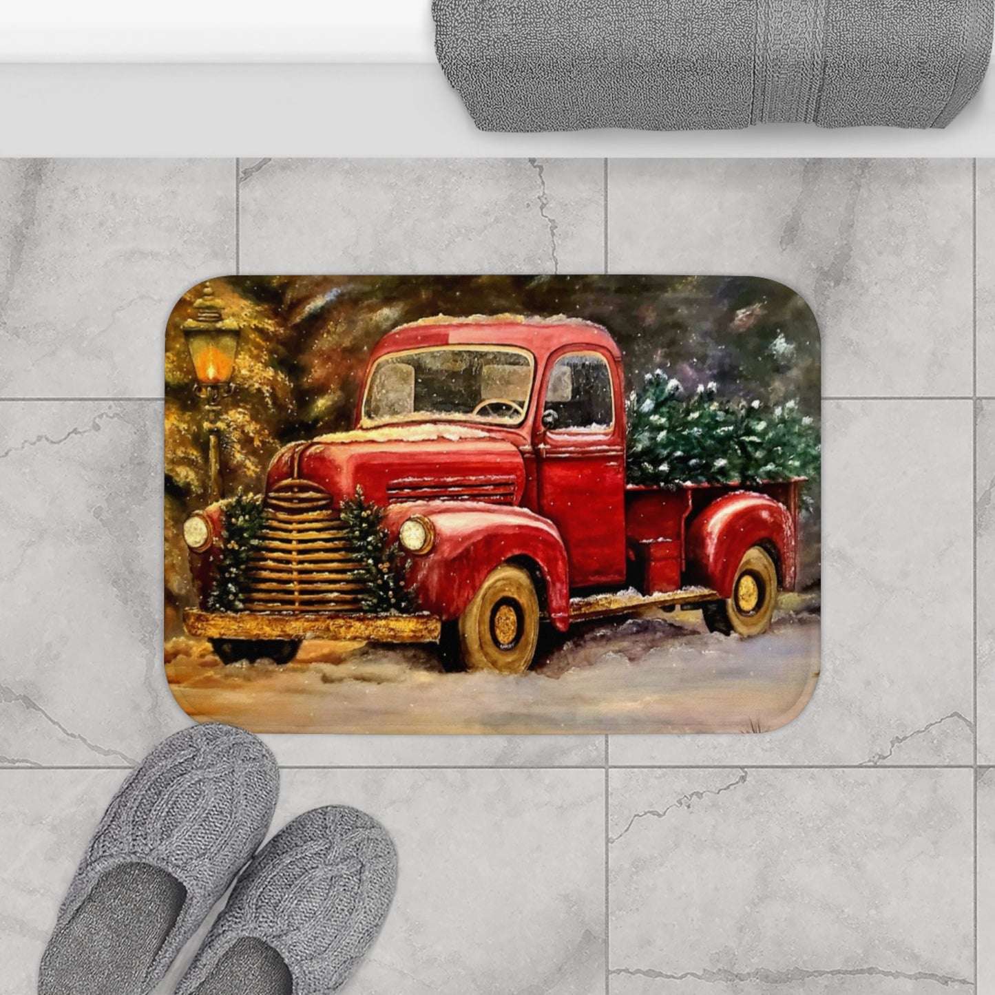 Christmas Truck Bath Mat
