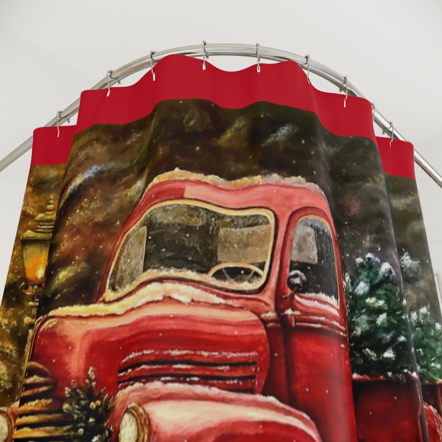 Shower Curtains Christmas Truck Design