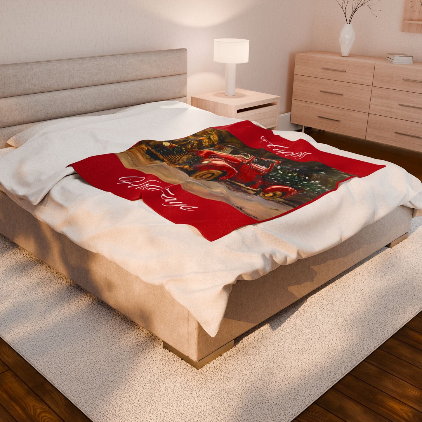 Plush Blanket Christmas Truck Design