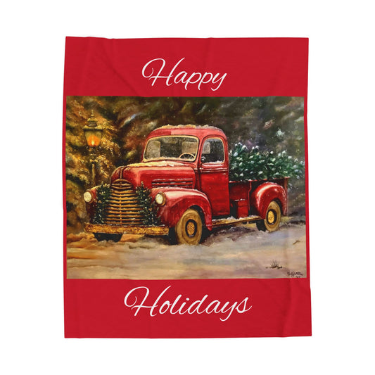 Plush Blanket Christmas Truck Design