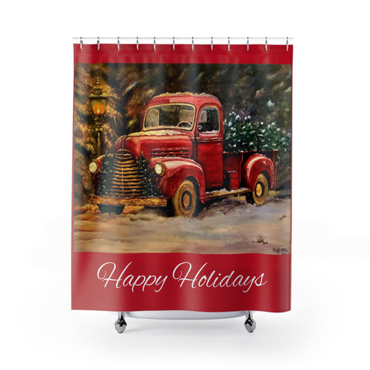 Shower Curtains Christmas Truck Design